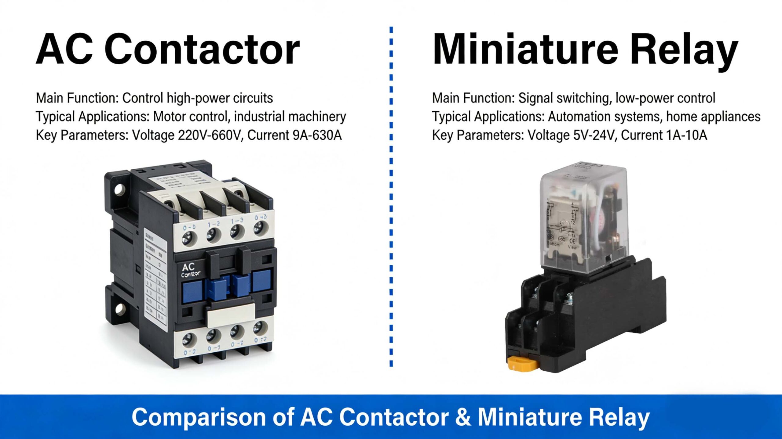 What is the difference between an AC contactor and a relay